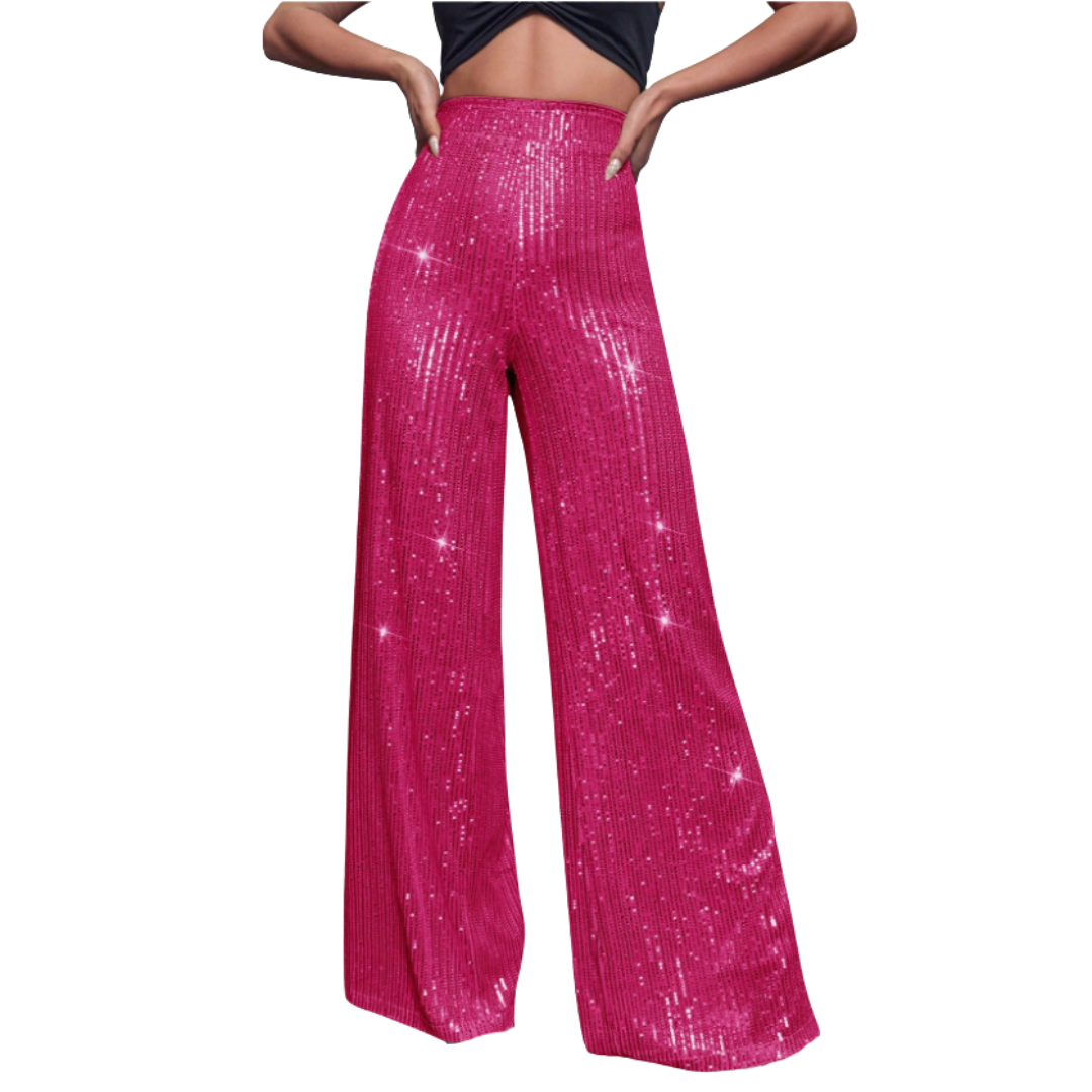 Wide Leg Sequin Pants – Pink 8 Wide Leg Sequin Pants – Pink 8