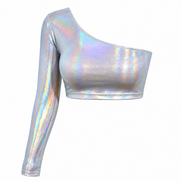 Metallic One Sleeve Crop 4