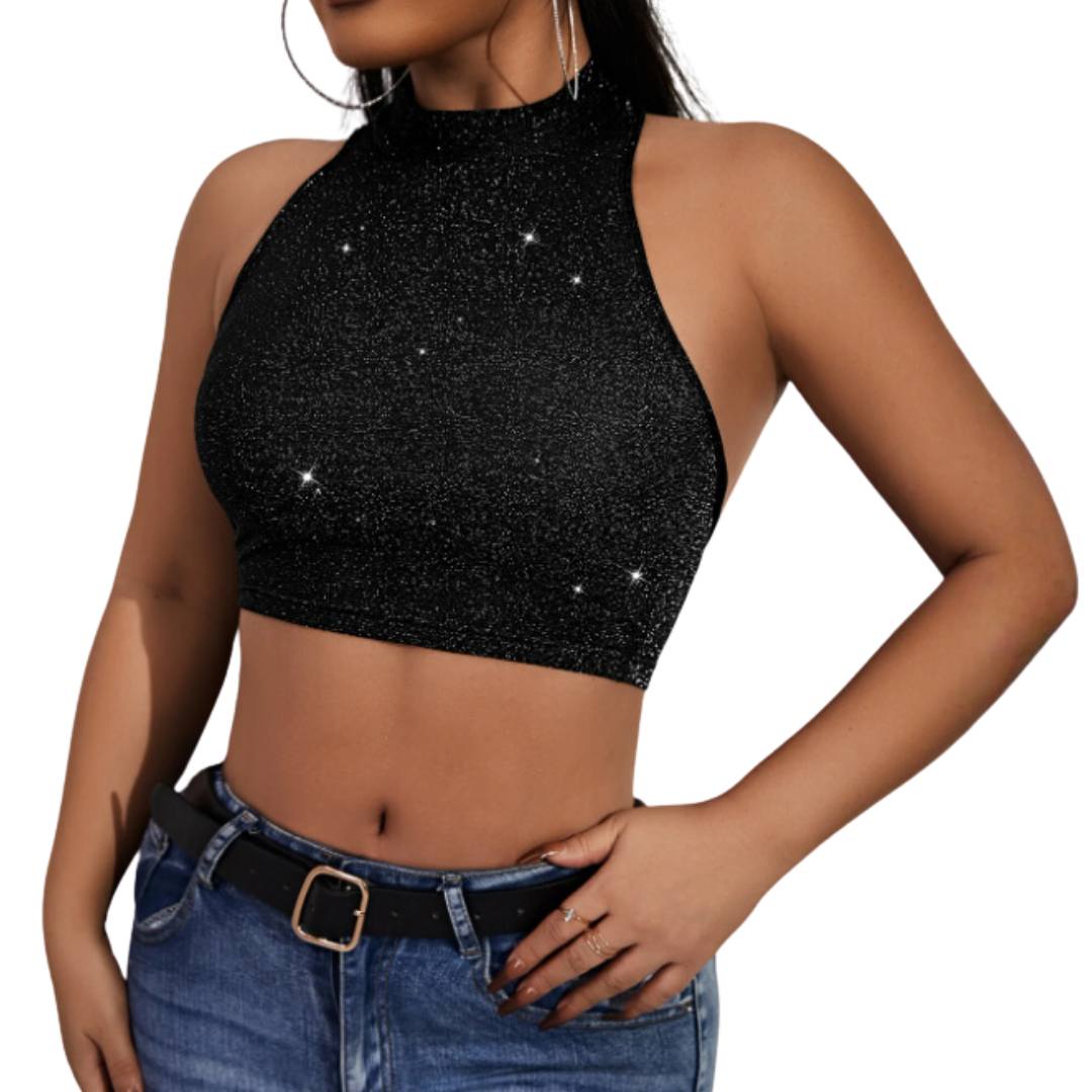 Mock Neck Glitter Halter 7 Mock Neck Glitter Halter 7