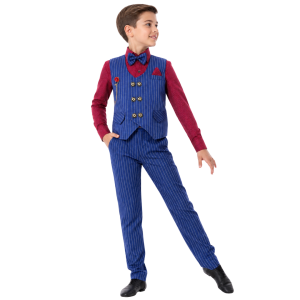 Blue Pinstripe 3-Piece Suit Set 4