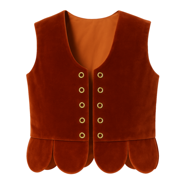 Rust Velvet Scalloped Vest 4