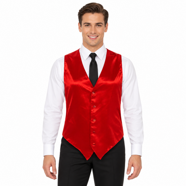 Suit Vest – Red Satin 4