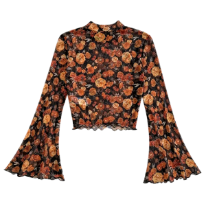 Floral Flux Rhinestoned Mesh Crop Top 3