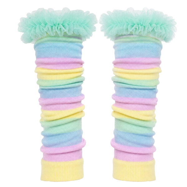 Leg Warmers – Pastel Rainbow + Green Frill 3