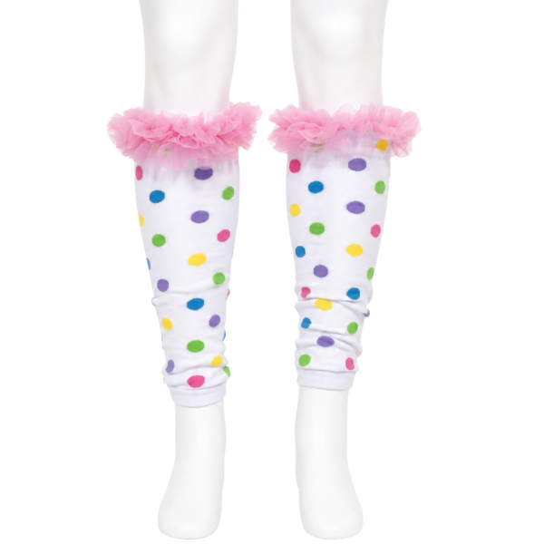 Leg Warmers – Pastel Polka Dot + Pink Frill 3