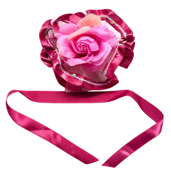 Pink Rose Ribbon Hair Clip 3