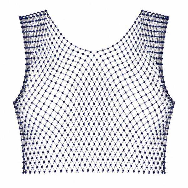 Blue Rhinestone Mesh Overshirt 4