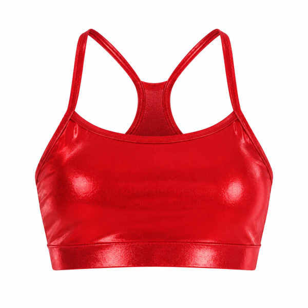 Metallic Racerback Dance Bra – Red 6