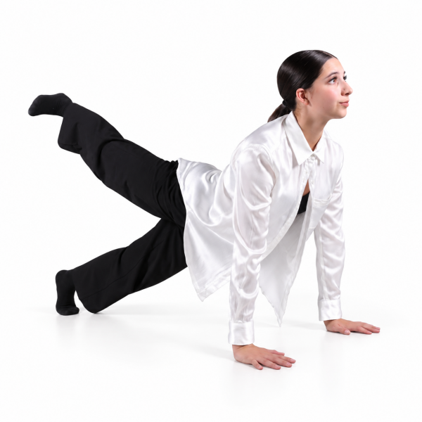 White Satin Long Sleeve Button Up 4