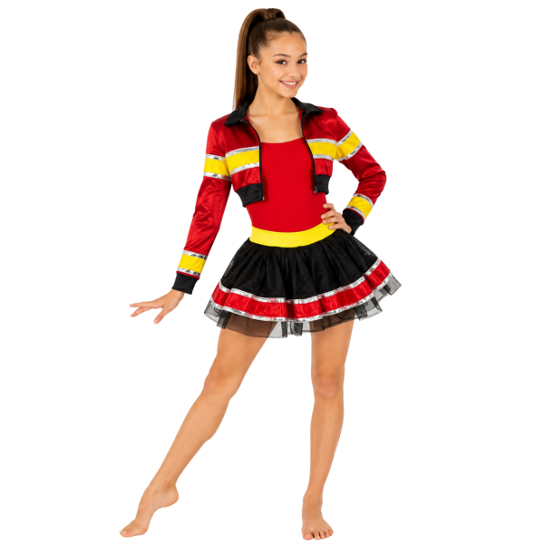 Red Biketard with Skirt and Jacket 2