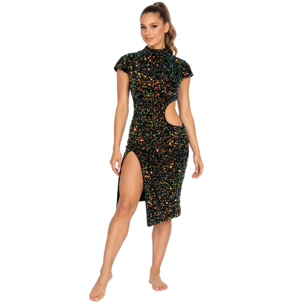Black Cut-Out Dress With Sequins 2