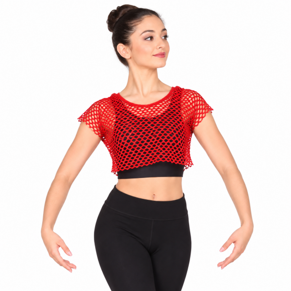 Wide Mesh Cropped Tee – Red 5