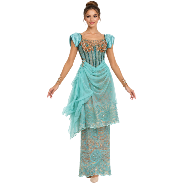 Teal Dress with Beaded Bodice