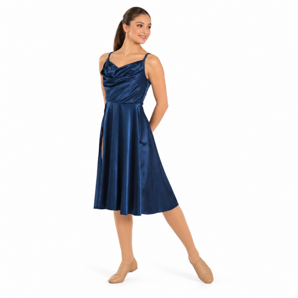 “With Love” – Navy Cowl-Neck Dress