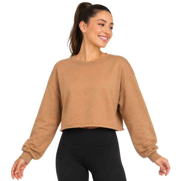 Apricot Raw Hem Cropped Sweatshirt 4