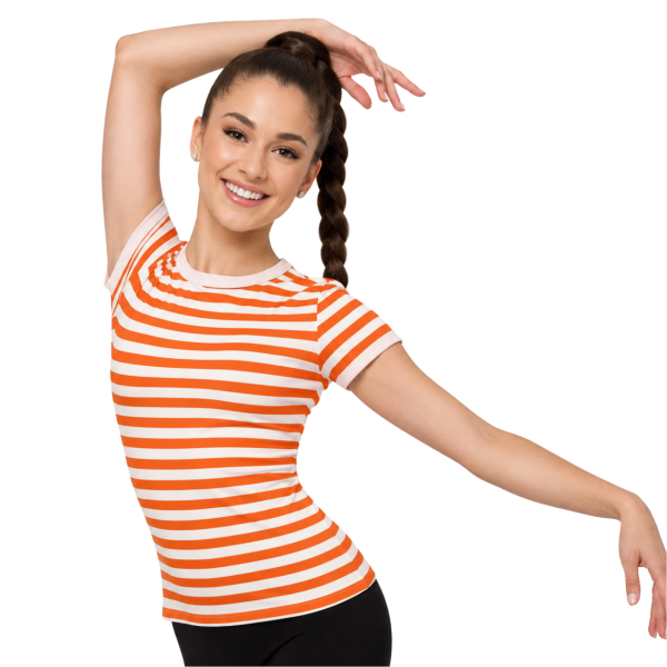 T-Shirt – Orange + White Stripes 4