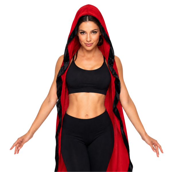 Red Hooded Sheer Cape 4