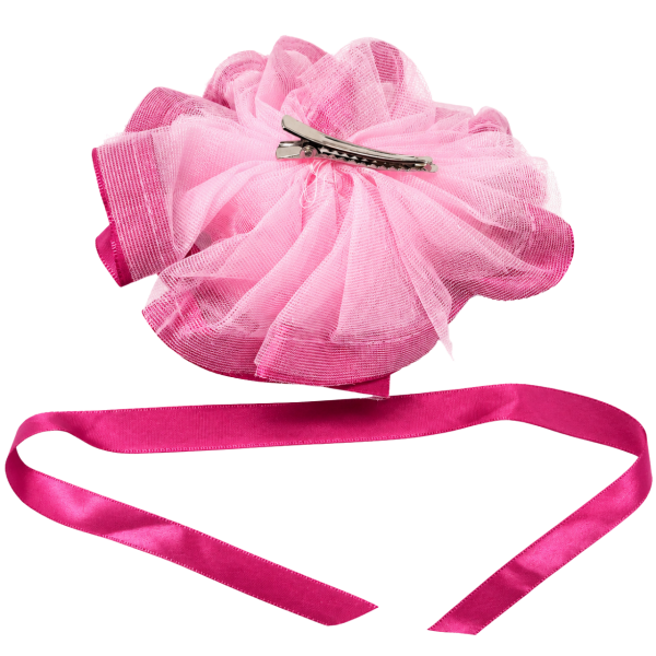 Pink Rose Ribbon Hair Clip 3