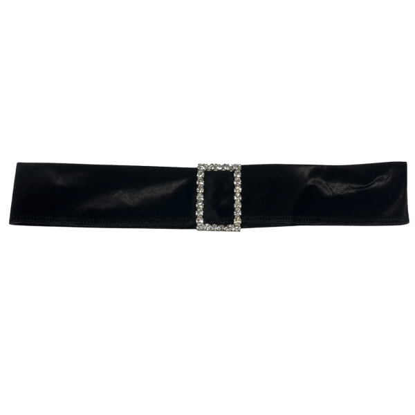 Black Velvet Rhinestone Buckle Belt 3