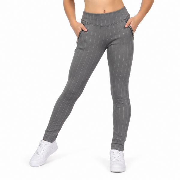 Grey Pinstriped Leggings 8