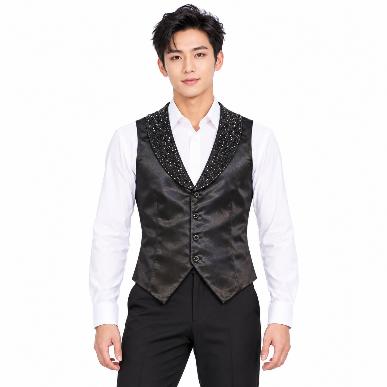 Black Satin Broadway Vest 5 Black Satin Broadway Vest 5