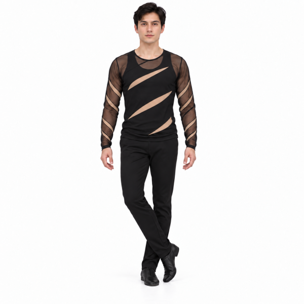 Mesh Slashed Long Sleeve Shirt 4
