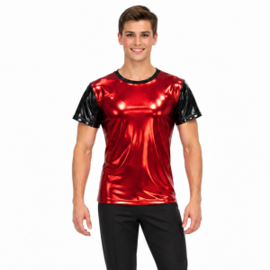 Metallic Tee with Patent Sleeves 4