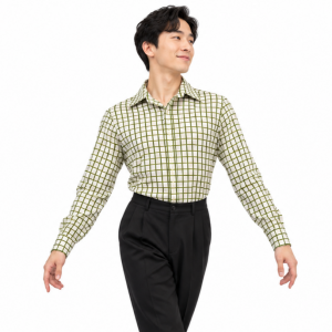 Button Up Dress Shirt – Green Graph Check Plaid 4