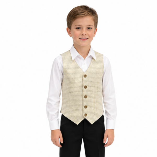 Suit Vest – Cream Graph Check 4
