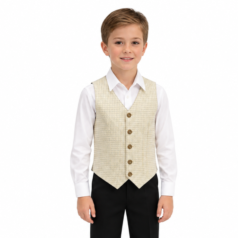 Suit Vest – Cream Graph Check 5 Suit Vest – Cream Graph Check 5