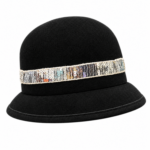 Black and Silver Cloche Hat 98