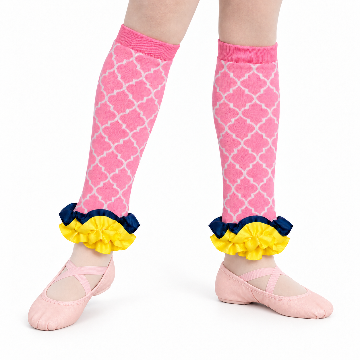 Pink Leg Warmer With Yellow And Blue Trim 6 Pink Leg Warmer With Yellow And Blue Trim 6