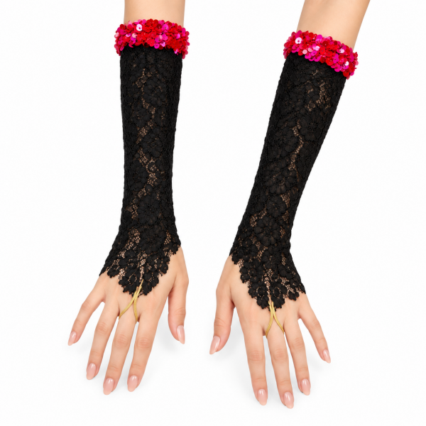 Fishnet Tie Up Biker Glove 3