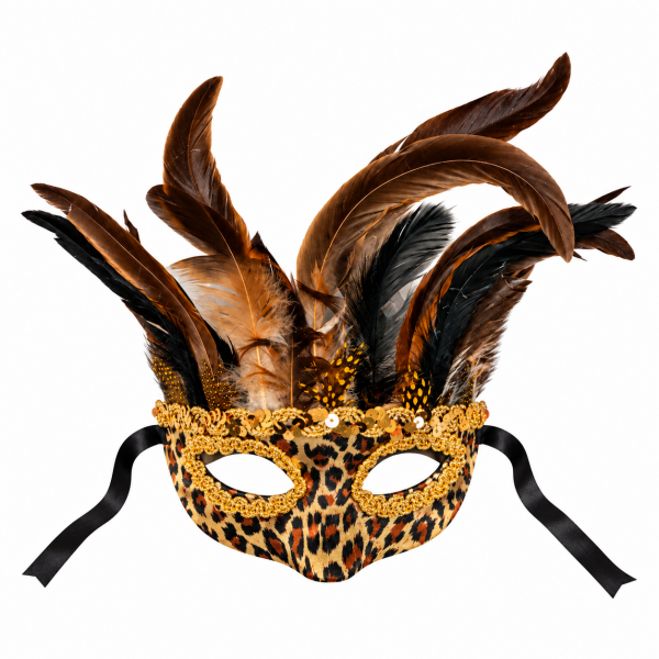 Leopard Print Feather Mask 3