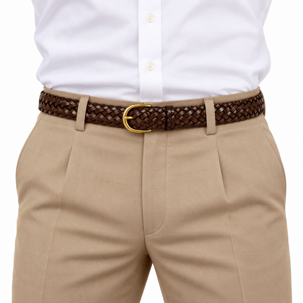 Leather Braided Belt – Brown 3