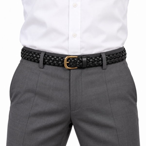 Leather Braided Belt – Black 3