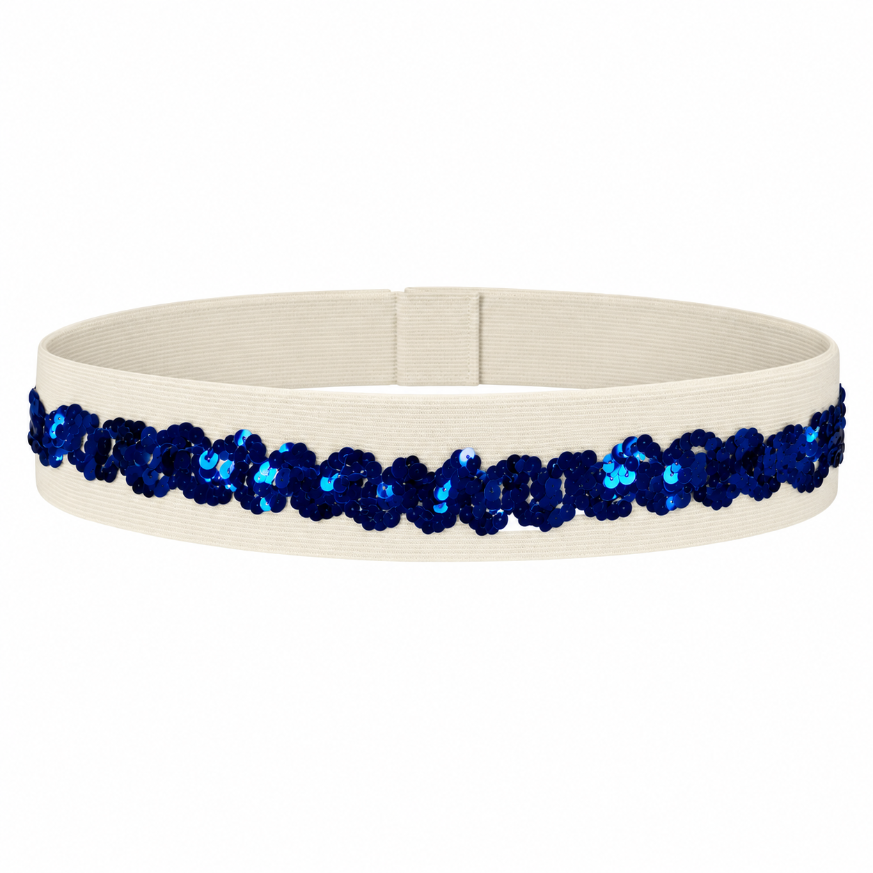 White Elastic Belt – Blue Sequin 5 White Elastic Belt – Blue Sequin 5