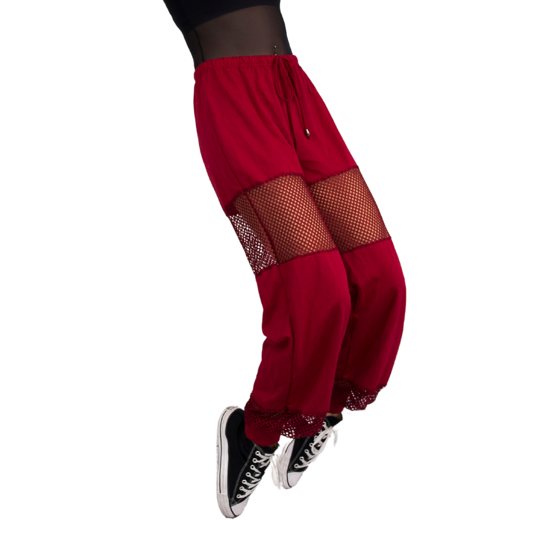 Red Wide Mesh Joggers 7 Red Wide Mesh Joggers 7