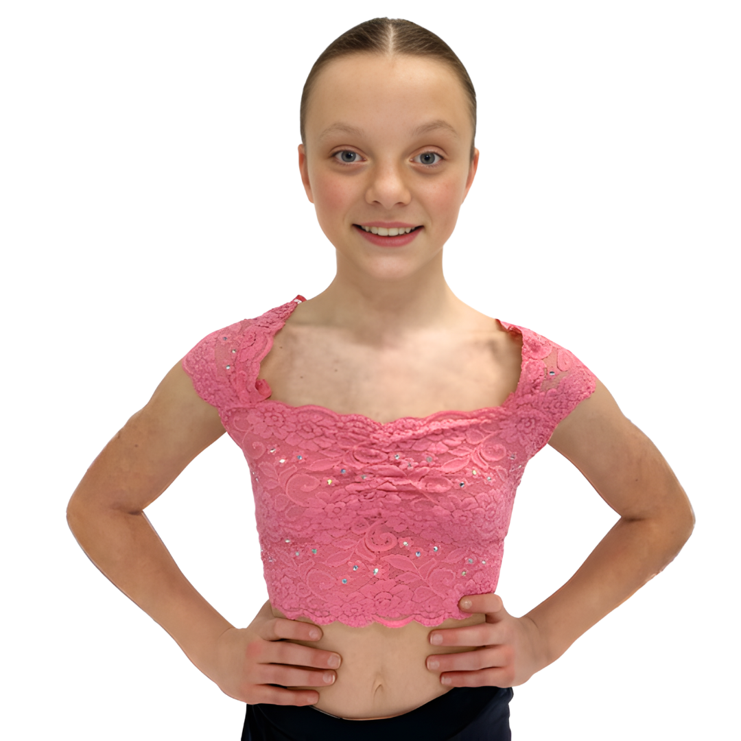 Cap Sleeve Lace Crop Top – Pink 6 Cap Sleeve Lace Crop Top – Pink 6