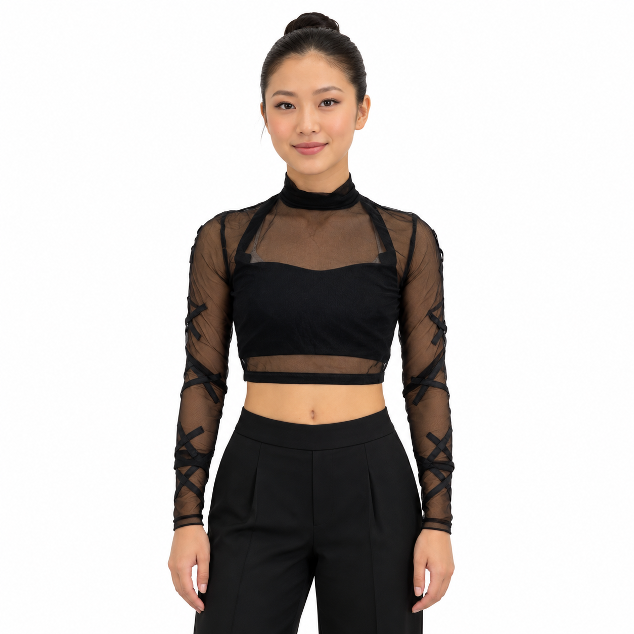 Black Mesh Overlay Shirt 4 Black Mesh Overlay Shirt 4
