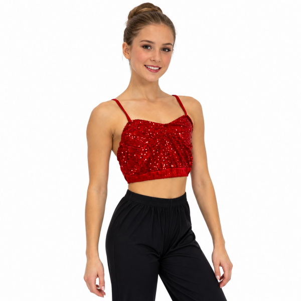 Red Sequin Crop Top 4