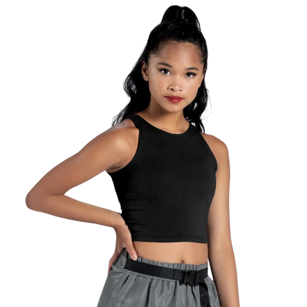 “Cotton High Neck Crop Top” – Black 6
