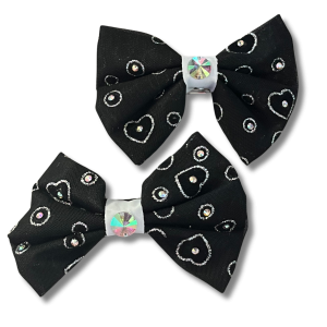 Black & White Heart Bow Clip 3
