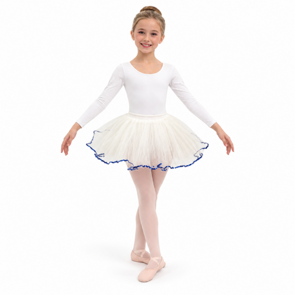 White Tutu with Blue Sequin Trim 5