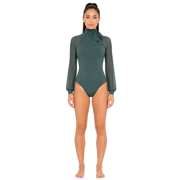 Blue V-Neck Halter Leotard 3