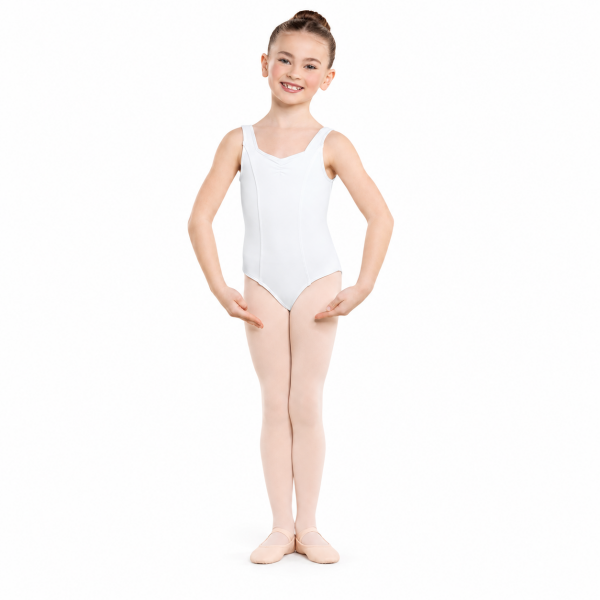 White Revolution RD50003 Classic Tank Leotard with pinched front and princess seams