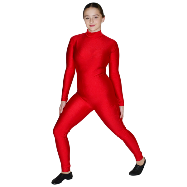 Mock Neck Unitard – Red 4
