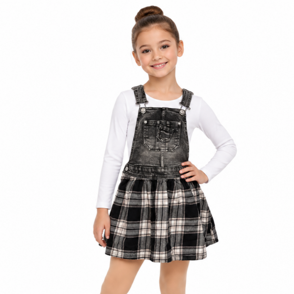 Plaid Denim Overall Dress 4