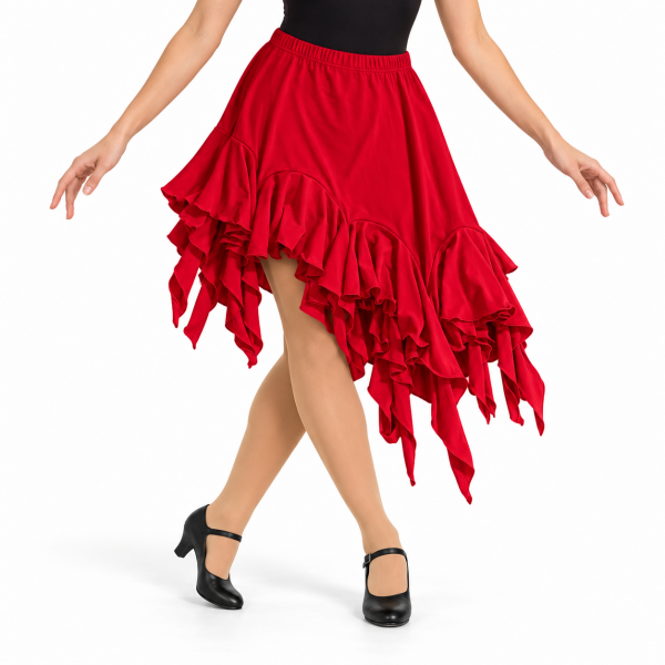 Red Waterfall Asymmetric Skirt 2