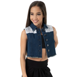 “Sequin-Shoulder Denim Vest” 4